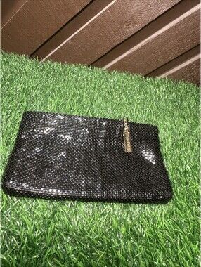 VTG Whiting And Davis Small Black Strapless Metal Mesh Evening Clutch